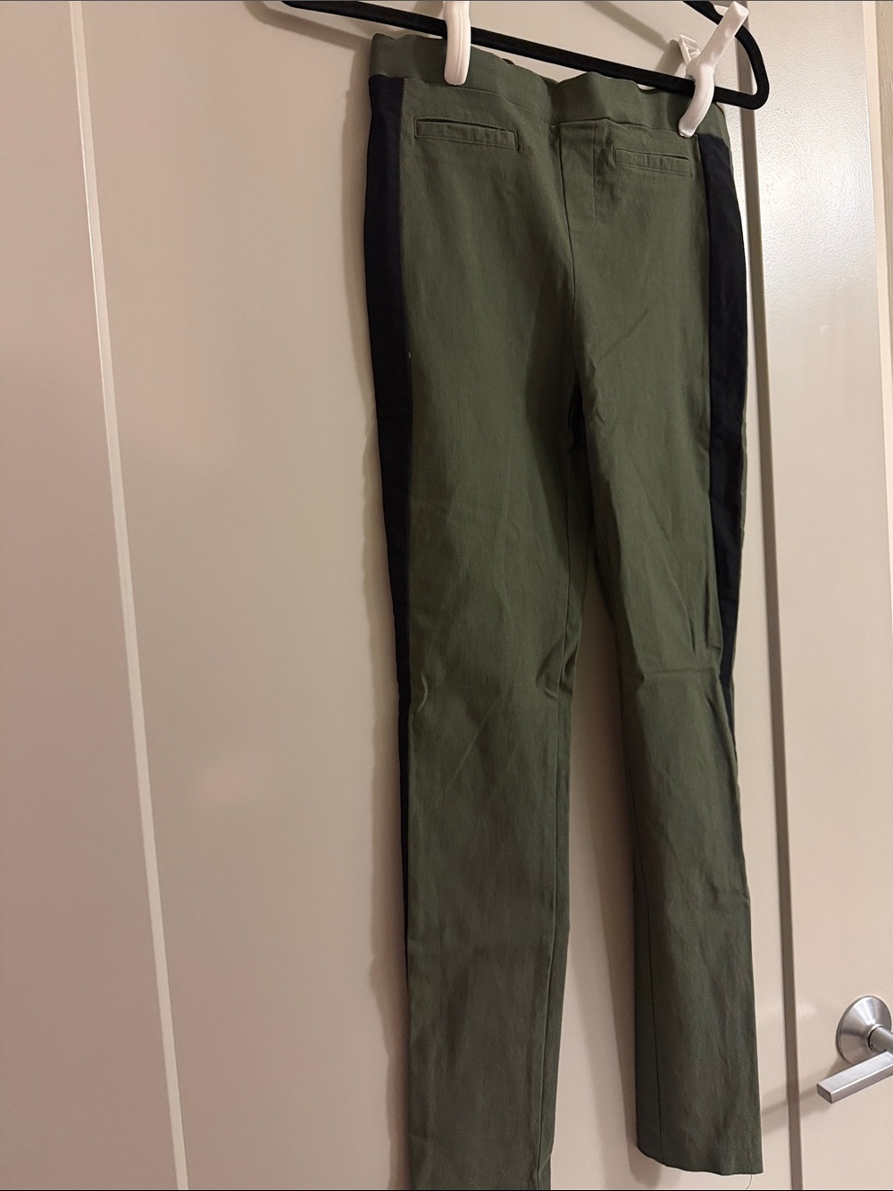 Charlotte Russe Olive Green Straight Leg Pants with Black Side Panels